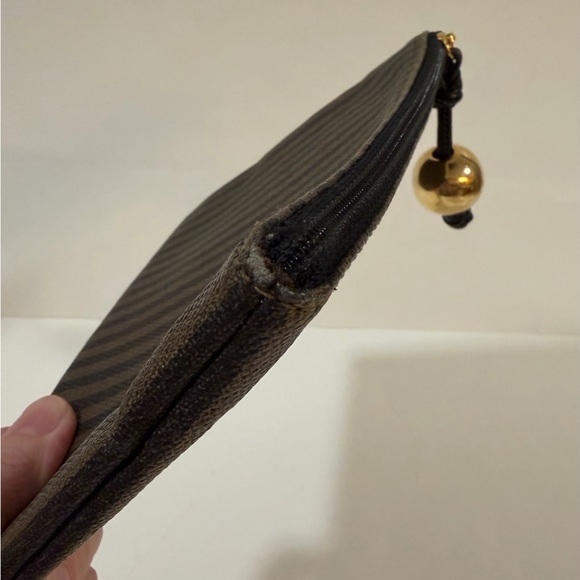 Fendi Leather Pequin Thin Striped Clutch, Pouch, Makeup Bag Vintage EUC - Picture 5 of 16